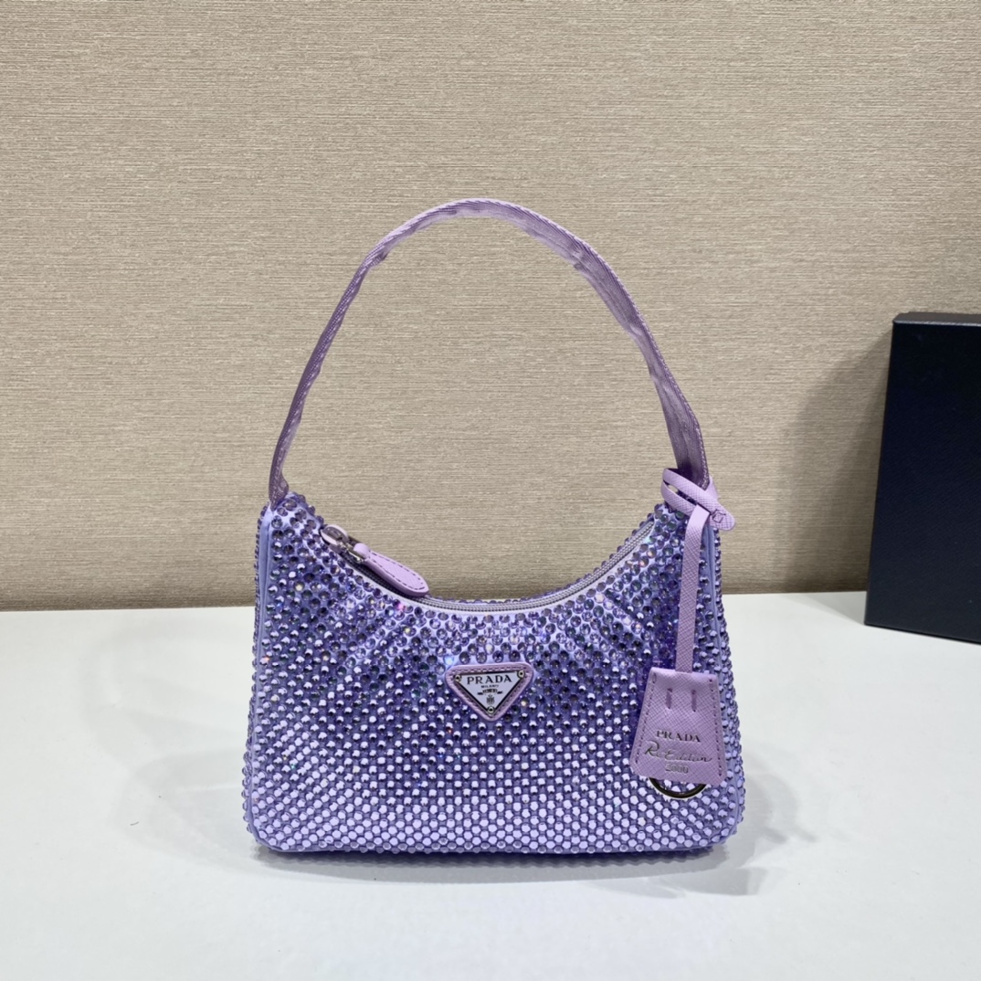 Prada Mini Duchesse And Crystal 2000 Hobo Bag Handbag Purple 1NE515